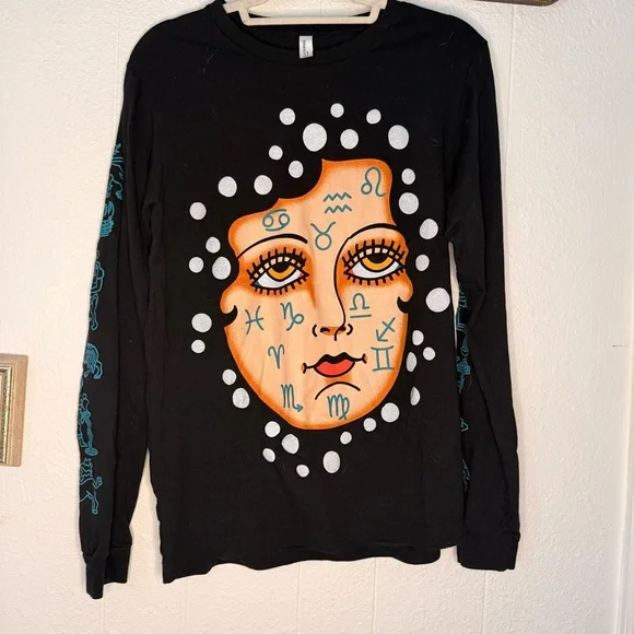 Bella Canvas Black Tee with White Polka Dot Graphic - Picture 1 of 6